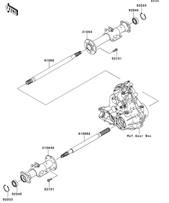 Rear Axle Diagram and Parts List for KAF400BEF 2014 Kawasaki Lawn Tractor Accessories