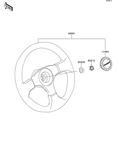 Steering Wheel Diagram and Parts List for KAF400DEF 2014 Kawasaki Lawn Tractor Accessories