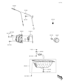 Oil Pump/Oil Filter Diagram and Parts List for KAF820BJF 2018 Kawasaki Lawn Tractor Accessories