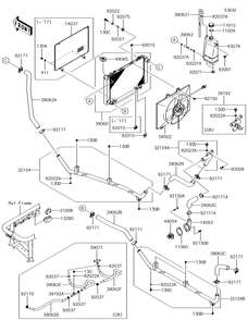 Radiator Diagram and Parts List for KAF620VGF 2016 Kawasaki Lawn Tractor Accessories