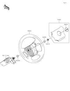Steering Wheel Diagram and Parts List for KAF820BMFNL 2021 Kawasaki Lawn Tractor Accessories