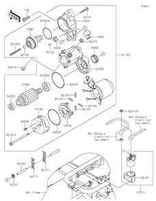 Starter Motor Diagram and Parts List for KAF620SMFNN 2021 Kawasaki Lawn Tractor Accessories