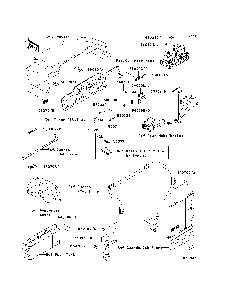 Labels Diagram and Parts List for KAF950C7F 2007 & Prior Kawasaki Lawn Tractor Accessories