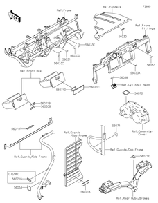 Labels Diagram and Parts List for KAF620SMFNN 2021 Kawasaki Lawn Tractor Accessories