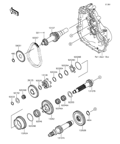 Transmission Diagram and Parts List for KAF400DFF 2015 Kawasaki Lawn Tractor Accessories