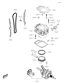 Cylinder/Piston Diagram and Parts List for KAF700CMFNN 2021 Kawasaki Lawn Tractor Accessories