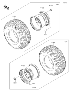 Wheels/Tires Diagram and Parts List for KAF620SGF 2016 Kawasaki Lawn Tractor Accessories