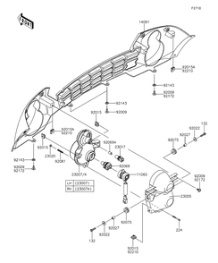 Headlight Diagram and Parts List for KAF400EDF 2013 Kawasaki Lawn Tractor Accessories