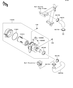 Air Cleaner Diagram and Parts List for KAF620RDFA 2013 Kawasaki Lawn Tractor Accessories