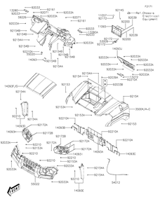 Front Fender Diagram and Parts List for KAF700CMFNN 2021 Kawasaki Lawn Tractor Accessories