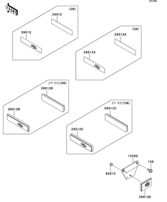Reflectors Diagram and Parts List for KAF400DEF 2014 Kawasaki Lawn Tractor Accessories
