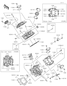Cylinder Head Diagram and Parts List for KRF800GKF 2019 Kawasaki Lawn Tractor Accessories