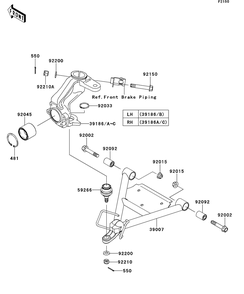 Suspension Diagram and Parts List for KAF400BEF 2014 Kawasaki Lawn Tractor Accessories