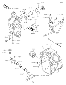 Oil Pump/Oil Filter Diagram and Parts List for KAF620MLF 2020 Kawasaki Lawn Tractor Accessories
