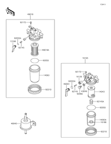 Fuel Filter Diagram and Parts List for KAF1000HJF 2018 Kawasaki Lawn Tractor Accessories