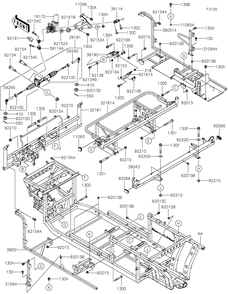 Frame Diagram and Parts List for KAF1000BMFNN 2021 Kawasaki Lawn Tractor Accessories