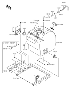 Fuel Tank Diagram and Parts List for KAF820GGF 2016 Kawasaki Lawn Tractor Accessories
