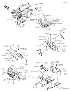 Frame Fittings Diagram and Parts List for KRF1000CPFNN 2023 Kawasaki Lawn Tractor Accessories