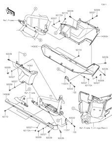 Side Covers Diagram and Parts List for KRF1000ALF 2020 Kawasaki Lawn Tractor Accessories