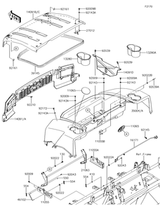 Fenders Diagram and Parts List for KAF620SGF 2016 Kawasaki Lawn Tractor Accessories