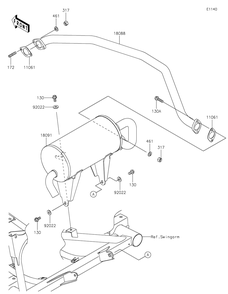 Muffler Diagram and Parts List for KAF400LHS 2017 Kawasaki Lawn Tractor Accessories