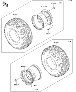 Wheels/Tires Diagram and Parts List for KAF620RDFA 2013 Kawasaki Lawn Tractor Accessories