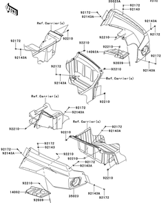 Rear Fender Diagram and Parts List for KRT750DCF 2012 Kawasaki Lawn Tractor Accessories