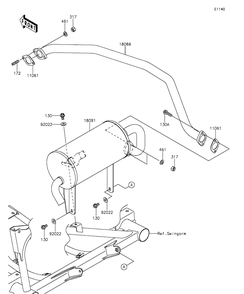 Muffler Diagram and Parts List for KAF400EGF 2016 Kawasaki Lawn Tractor Accessories