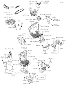 Frame Fittings Diagram and Parts List for KRF800HLF 2020 Kawasaki Lawn Tractor Accessories