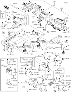 Chassis Electrical Equipment Diagram and Parts List for KAF620MHF 2017 Kawasaki Lawn Tractor Accessories