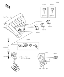 Ignition Switch Diagram and Parts List for KAF1000EGF 2016 Kawasaki Lawn Tractor Accessories