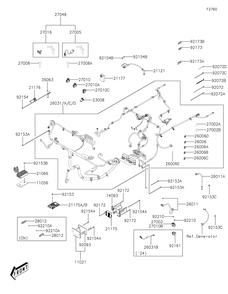 Chassis Electrical Equipment Diagram and Parts List for KAF700CNFNN 2022 Kawasaki Lawn Tractor Accessories