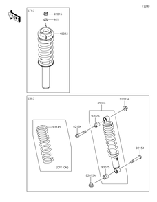 Shock Absorber Diagram and Parts List for KAF400KJF 2018 Kawasaki Lawn Tractor Accessories