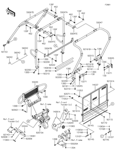 Guards/Cab Frame Diagram and Parts List for KAF620RHF 2017 Kawasaki Lawn Tractor Accessories