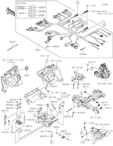Chassis Electrical Equipment Diagram and Parts List for KAF400PNFNN 2022 Kawasaki Lawn Tractor Accessories