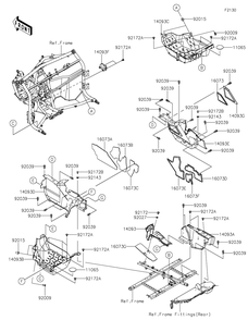 Frame Fittings Diagram and Parts List for KRF1000ALF 2020 Kawasaki Lawn Tractor Accessories