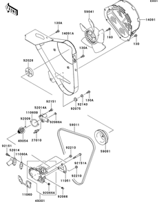 Water Pump Diagram and Parts List for KAF950GDF 2013 Kawasaki Lawn Tractor Accessories
