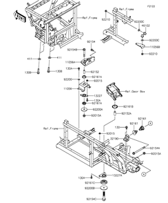 Engine Mount Diagram and Parts List for KAF820BGF 2016 Kawasaki Lawn Tractor Accessories