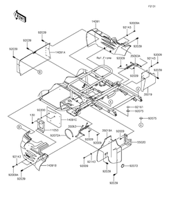 Frame Fittings-Rear Diagram and Parts List for KAF400FGF 2016 Kawasaki Lawn Tractor Accessories