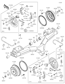 Rear Hubs/Brakes Diagram and Parts List for KAT620CNFNN 2022 Kawasaki Lawn Tractor Accessories