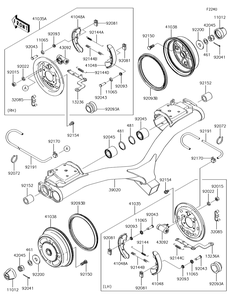 Rear Hubs/Brakes Diagram and Parts List for KAF620PGF 2016 Kawasaki Lawn Tractor Accessories