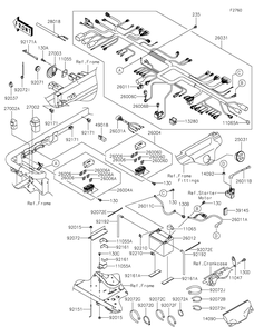Chassis Electrical Equipment Diagram and Parts List for KAT620DNFNN 2022 Kawasaki Lawn Tractor Accessories