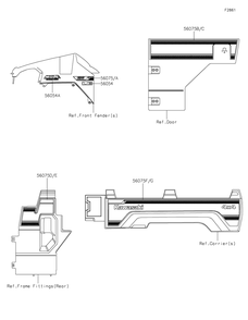 Decals Diagram and Parts List for KAF820GLF 2020 Kawasaki Lawn Tractor Accessories
