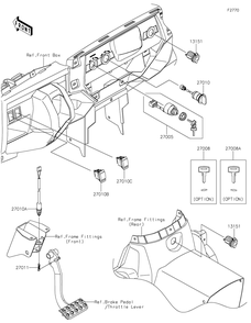 Ignition Switch Diagram and Parts List for KRF800JNFNL 2022 Kawasaki Lawn Tractor Accessories