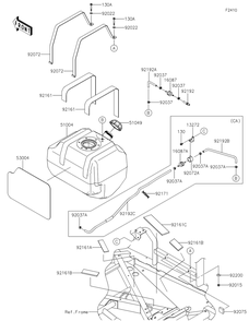 Fuel Tank Diagram and Parts List for KRF800HKF 2019 Kawasaki Lawn Tractor Accessories