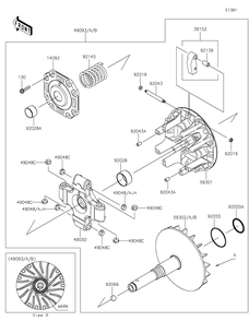 Drive Converter Diagram and Parts List for KAF820DJF 2018 Kawasaki Lawn Tractor Accessories