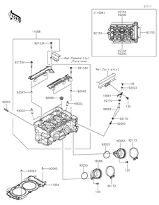 Cylinder Head Diagram and Parts List for KRT1000BPFNL 2023 Kawasaki Lawn Tractor Accessories