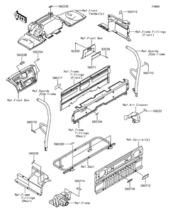 Labels Diagram and Parts List for KAF1000CGF 2016 Kawasaki Lawn Tractor Accessories