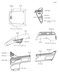 Part Location Diagram of 56075-2910 Kawasaki Pattern, Door Cover, Lh, Fr, Cnt