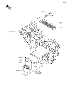 Engine Mount Diagram and Parts List for KAF400BGF 2016 Kawasaki Lawn Tractor Accessories